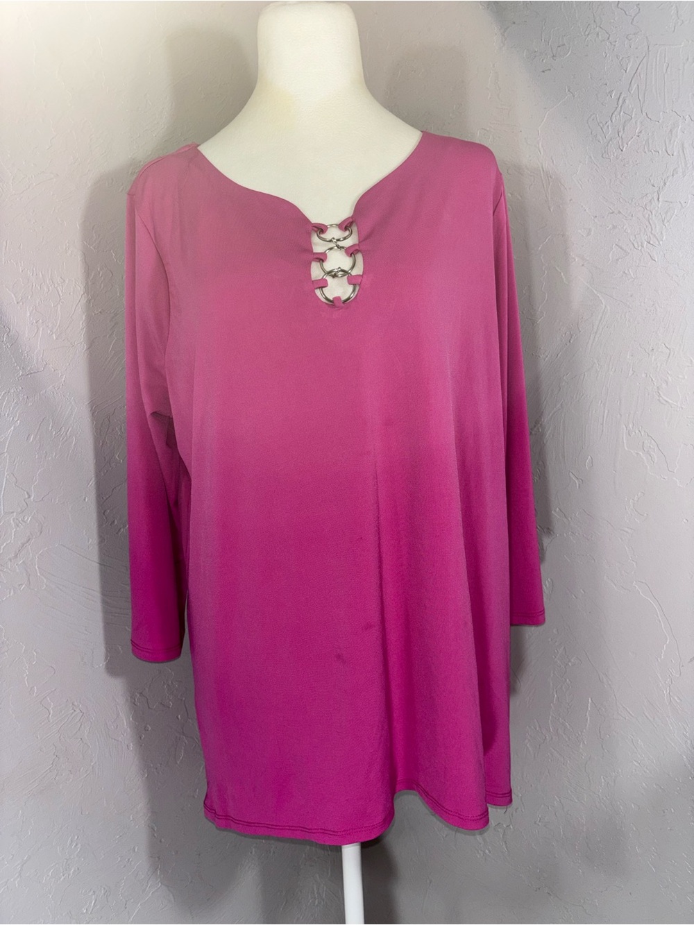 NY Collection Pink Ombre Ring-Accent Tunic